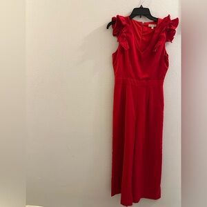Elegant Red Ruffle Sleeve jumpsuit